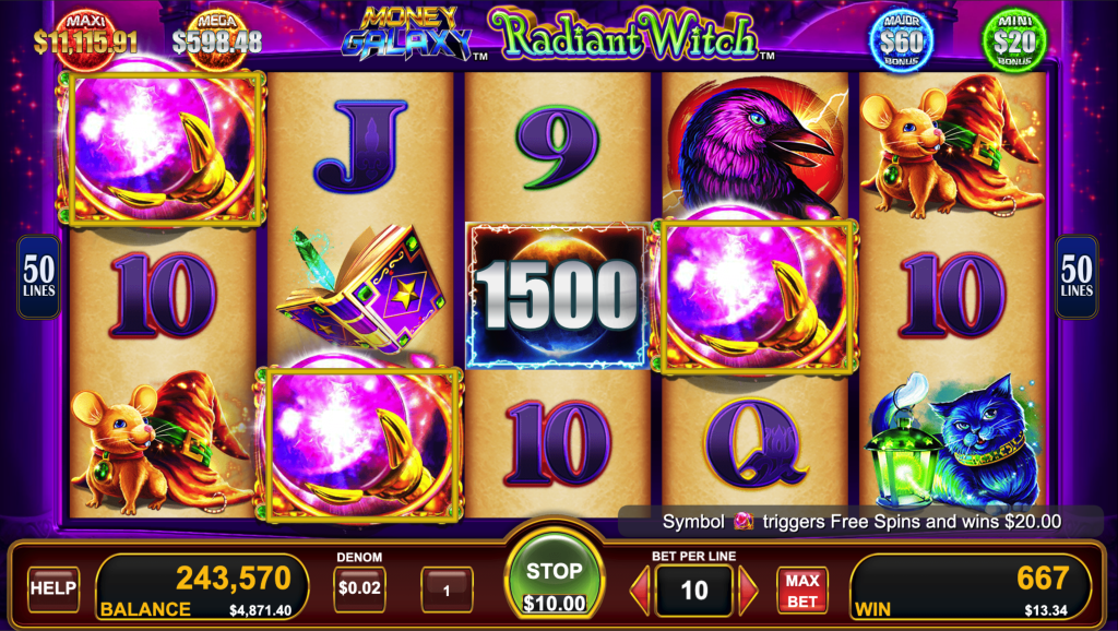 Money Galaxy Radiant Witch free game bonus triggered